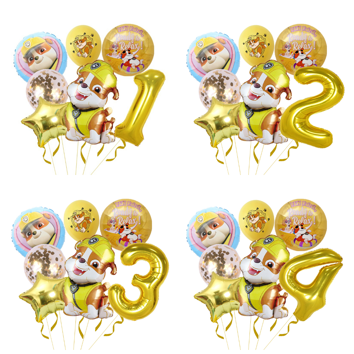 7pcs Paw Patrol Rubble Balloon - đánh giá và giá Confetti Balloon Set