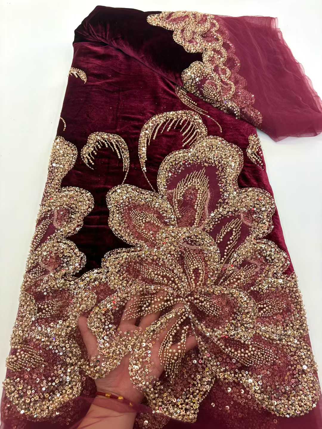 African Velvet Beaded Heavy La - đánh giá và giá Wedding Dress Supply