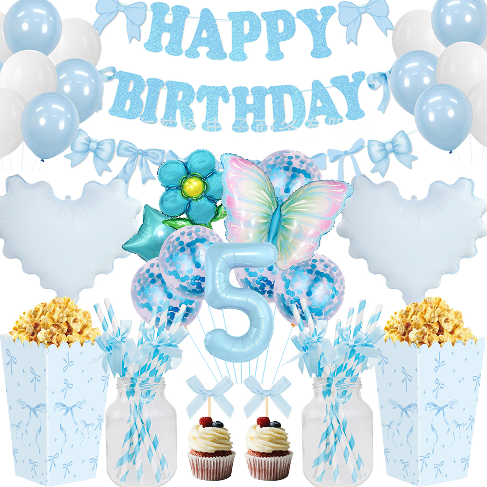 Blue Bow Birthday Party Decor  - đánh giá và giá Confetti Balloon Set