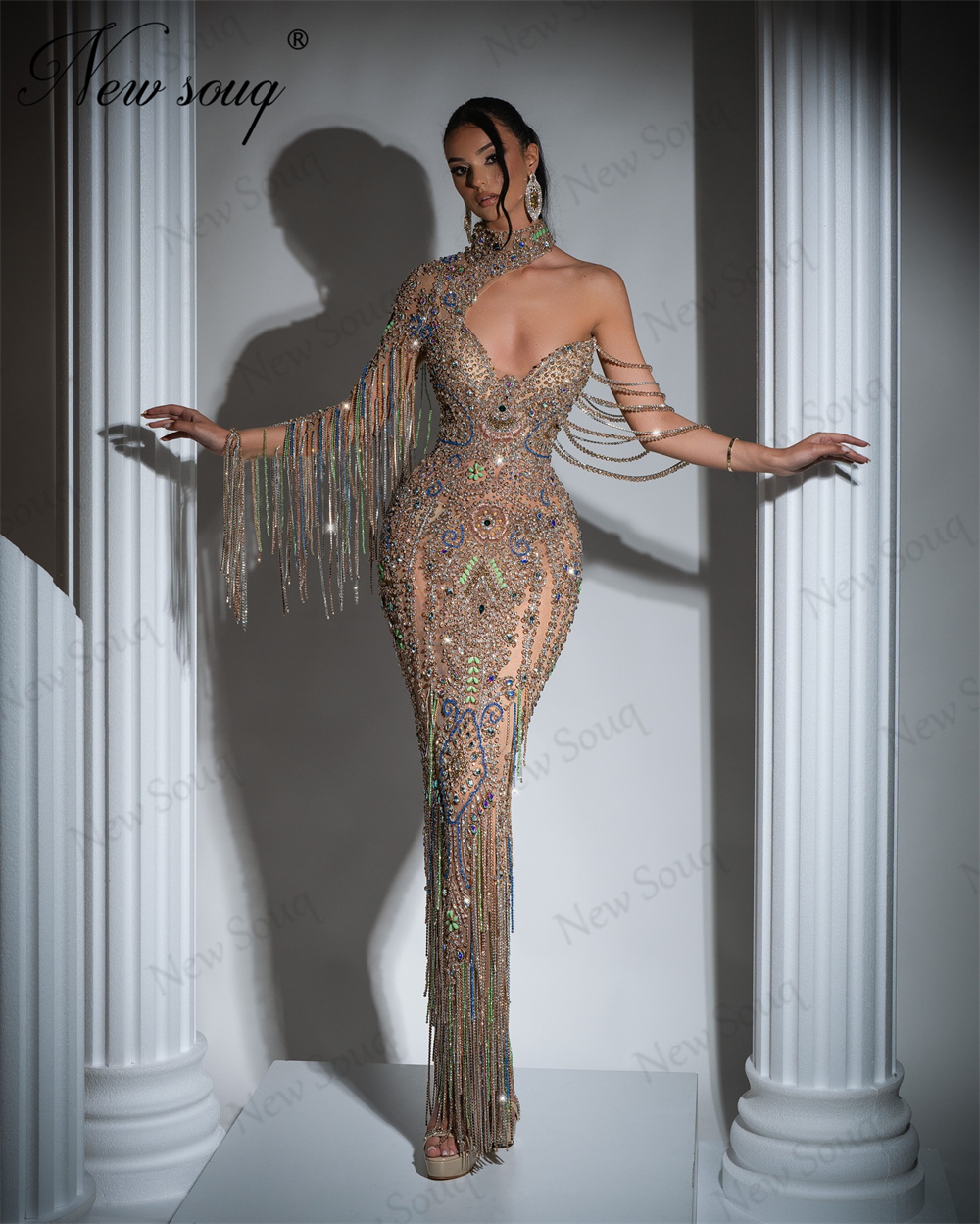 Hand Sew Beading Evening Dress - đánh giá và giá Wedding Dress Supply