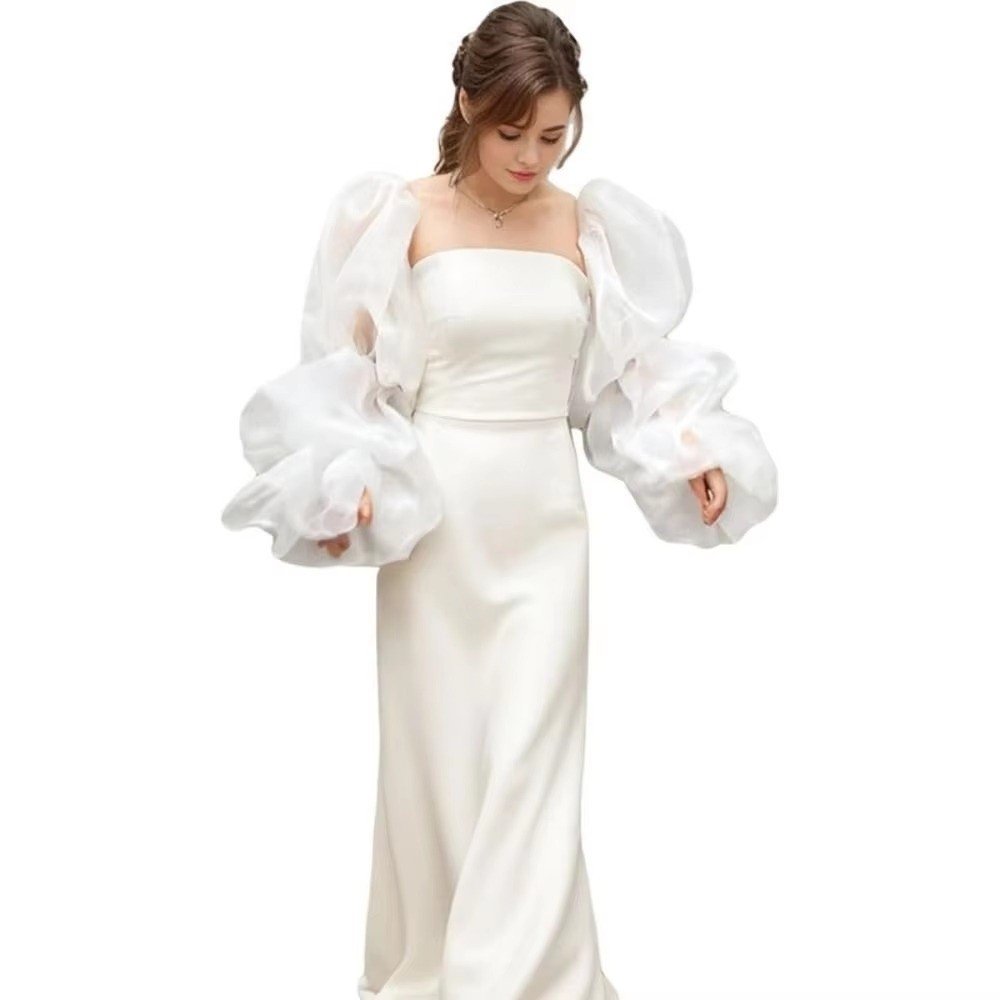 Elegant Puffy Wedding Arm Slee - đánh giá và giá Wedding Dress Supply