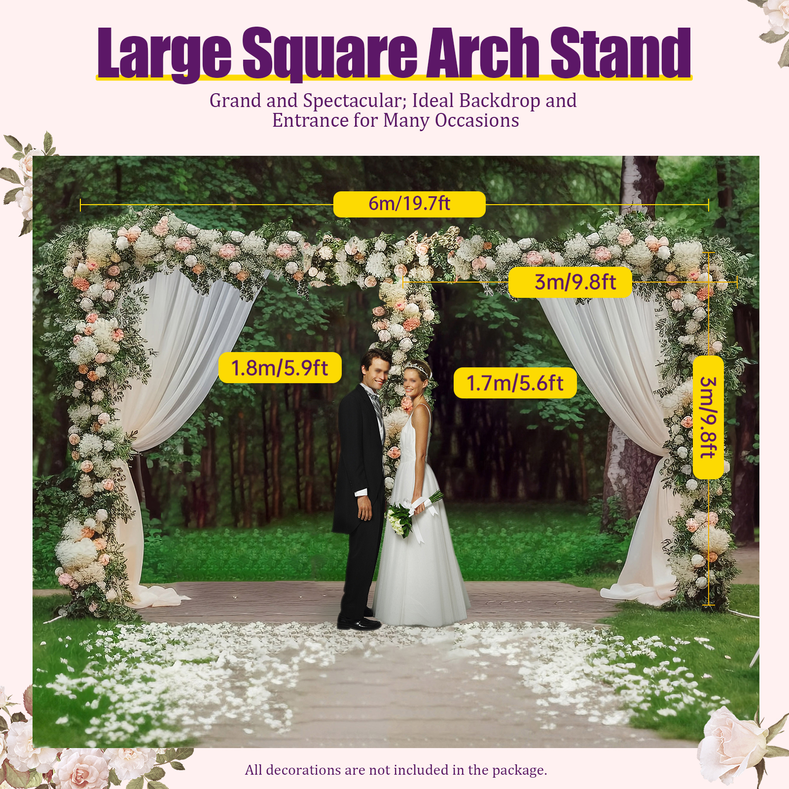 3x6m/10x20ft Metal Wedding Arc - đánh giá và giá Confetti Balloon Set