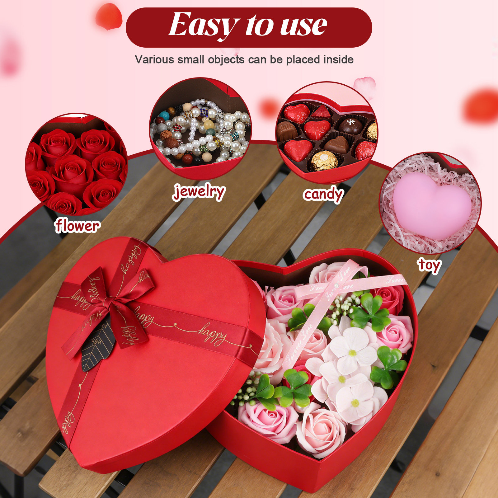 3Pcs Heart Gift Box Stylish Ro - đánh giá và giá Wedding Solution